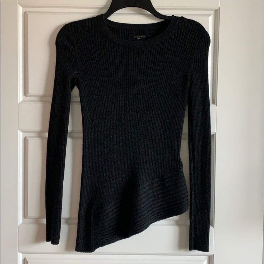 ALLSAINTS Merino Ribbed Asymmetrical sweater